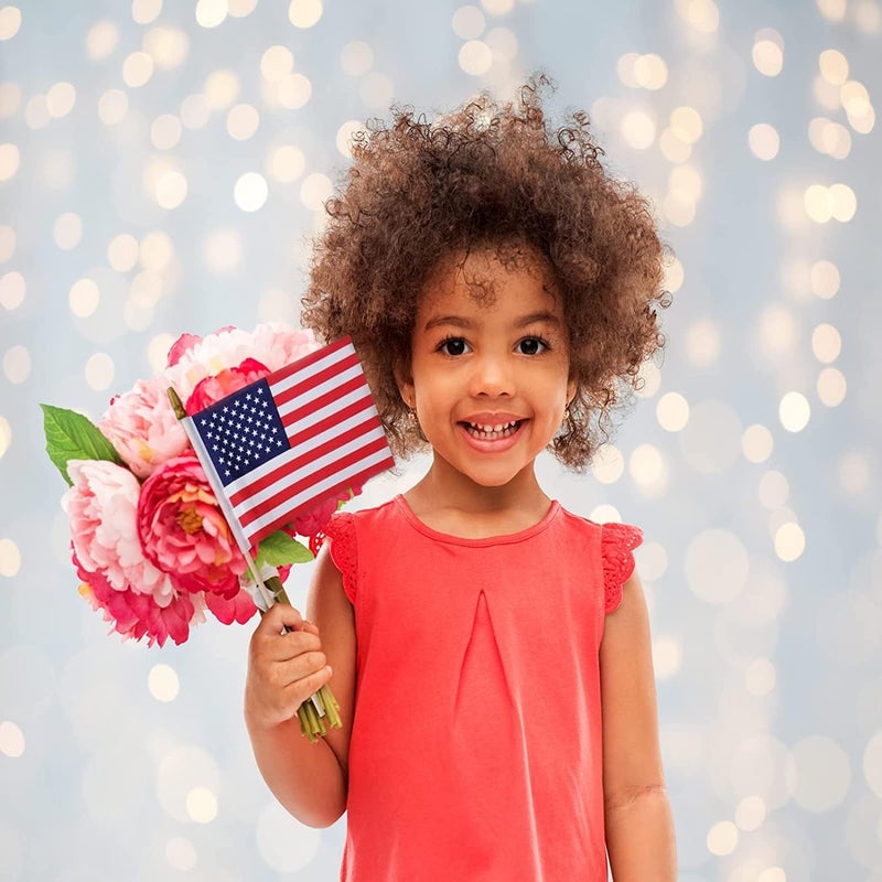 Uelfbaby 6 Pcs 4x6 Inch Small American Flags on Stick, Mini Handheld US Flags with Kid-Safe Spear Top,Yard Garden Flags For Outside, Memorial Day,Independence day Decor,Patriotic Decorations - Image 4